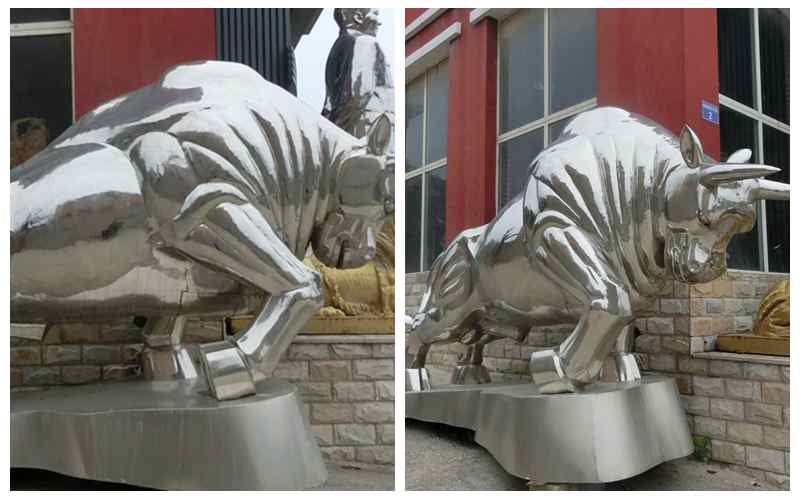 Stainless Steel Bull Sculptures