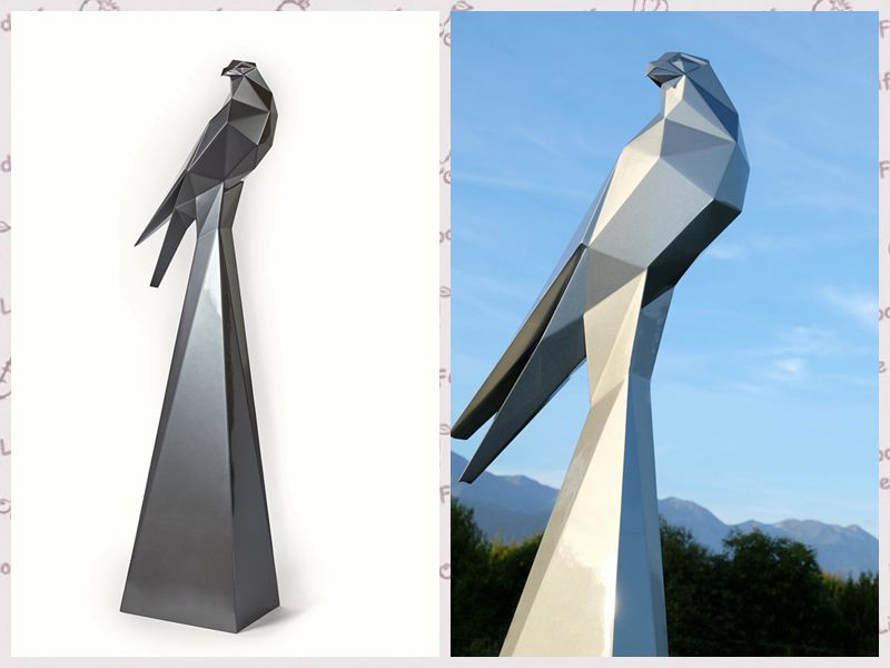 stainless steel bird sculpture