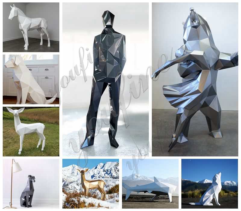 Abstract Stainless Steel Deer Garden Sculpture