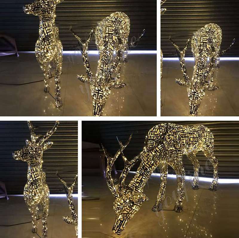 Outdoor Art Crafts Abstract Stainless Steel Deer Sculptures for Sale CSS-111 Advantages