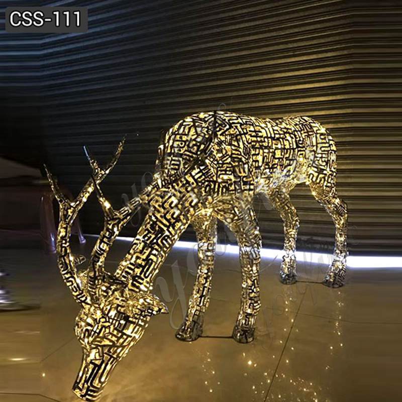 Outdoor Art Crafts Abstract Stainless Steel Deer Sculptures for Sale CSS-111 Details