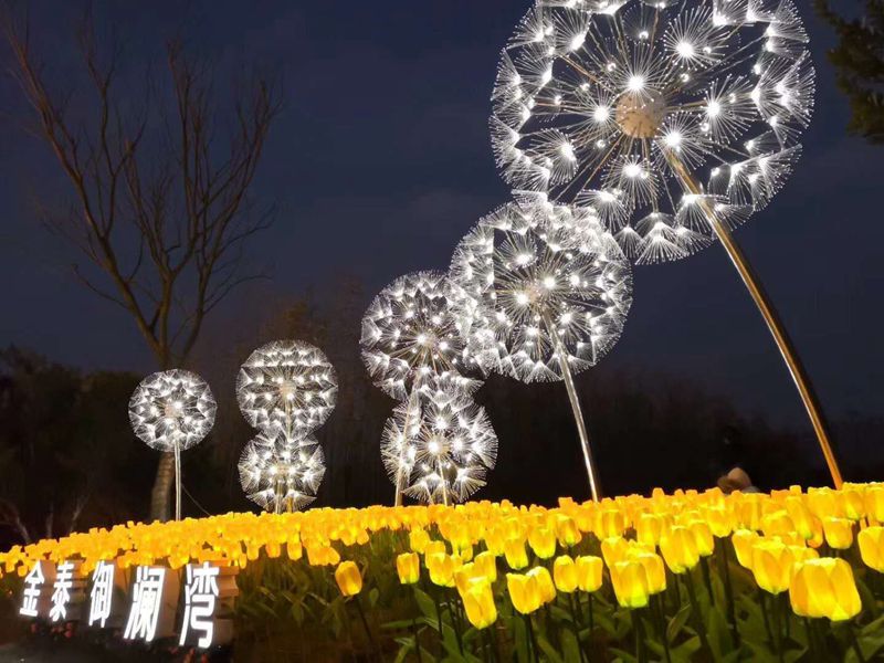 Shopping Mall Metal Dandelion Lighting Sculpture for Sale 