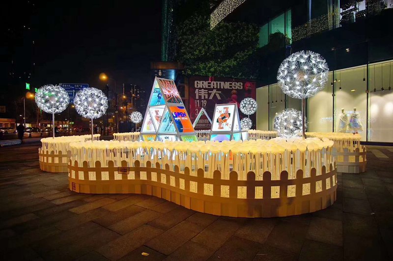 Shopping Mall Metal Dandelion Lighting Sculpture for Sale 