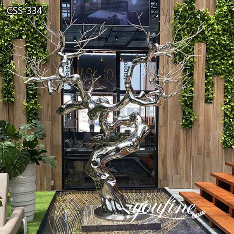 Mirror Polishing Modern Stainless Steel Tree Sculpture for Sale CSS-344