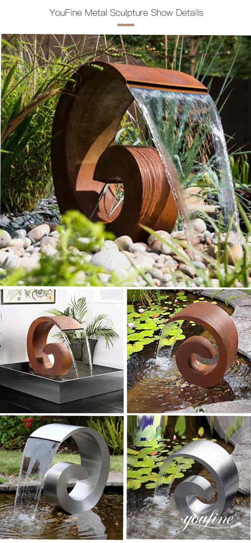 large metal water fountains