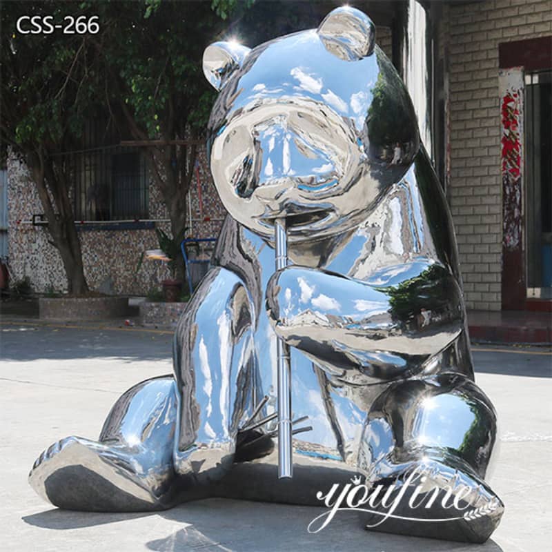 Mirror Polish Metal Panda Sculpture Outdoor Decor Factory Supply CSS-266 (1)