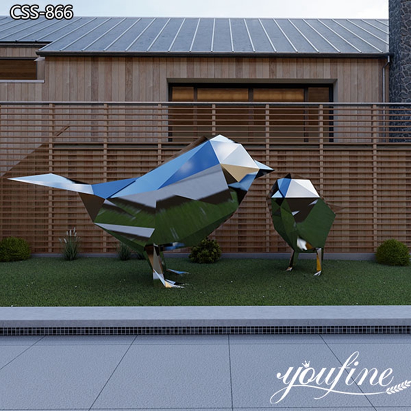 Geometric Outdoor Stainless Steel Bird Sculptures Garden Decor CSS-866