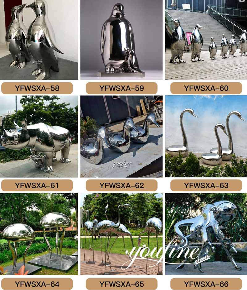 Abstract Stainless Steel Geometric Animal Statue Home Decor Wholesale CSS-827
