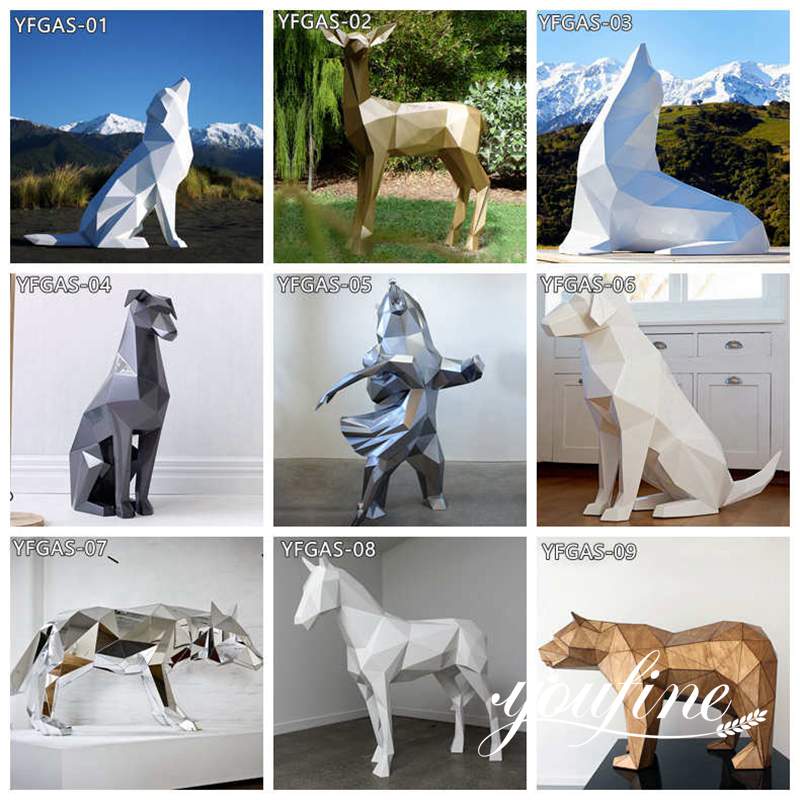 Abstract Stainless Steel Geometric Animal Statue Home Decor Wholesale CSS-827