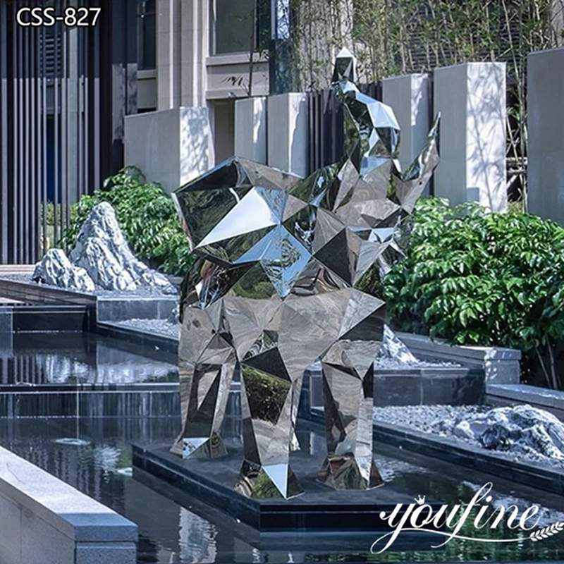 Abstract Stainless Steel Geometric Animal Statue Home Decor Wholesale CSS-827