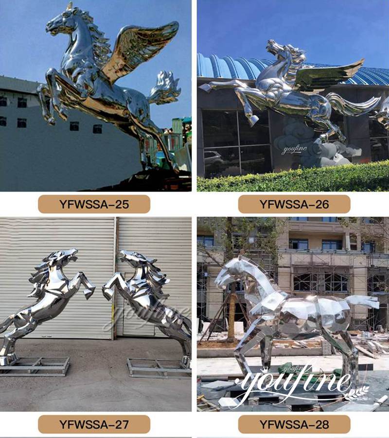 Modern Abstract Metal Horse Sculpture With Multi Lines for Sale CSS-778