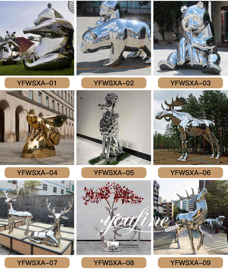 Polished metal animal sculpture-YouFine Sculpture