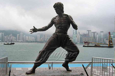 Life size famous kongfu garden bronze Bruce Lee statues