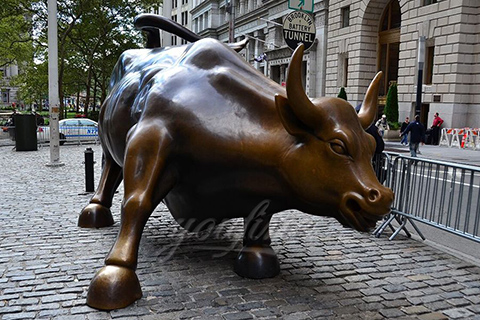 Outdoor large bronze wall street bull statues