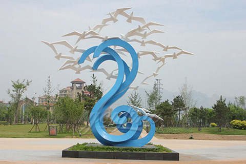 mirror 304 stainless steel ocean bird sculpture