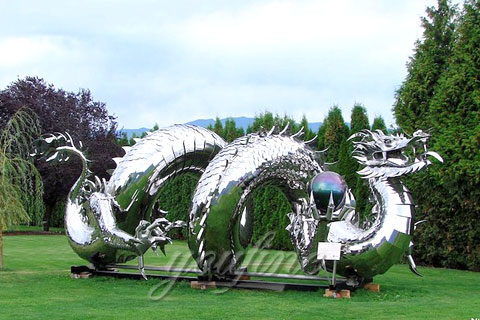 2017 ourdoor abstract stainless steel Dragon sculptures designs