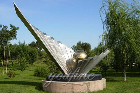 Garden Mirror polished modern stainless steel sculpture for sale