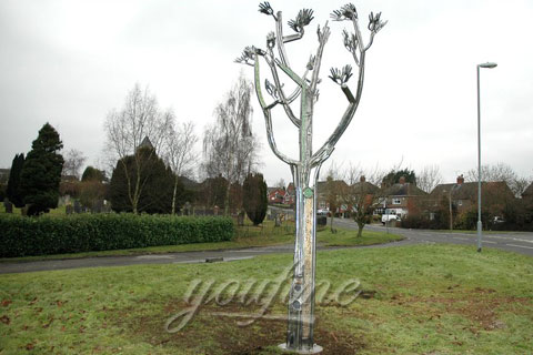 Abstract Mirror polished stainless steel tree sculptures for yard