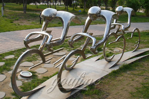 Abstract Park Mirror polished stainless steel bike sculptures for sale