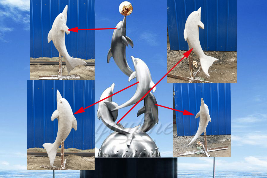 Mirror-polished-stainless-steel-dolphin-sculpture