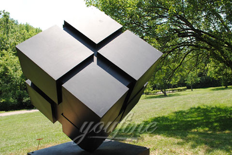 Outdoor abstract garden stainless steel cube sculpture for sale