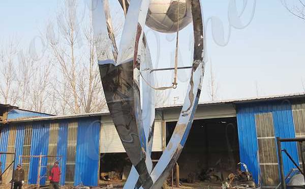 Large Size Decorative Stainless Steel Football Sculpture Fabrication for Sale CSS-161