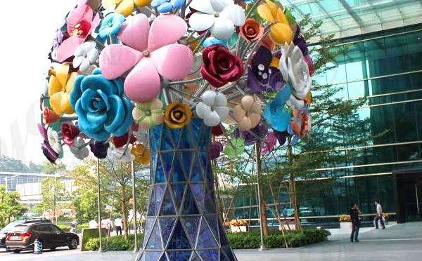 Modern Beautiful Stainless Steel Flowers Sculpture for Decor Manufacturer CSS-100