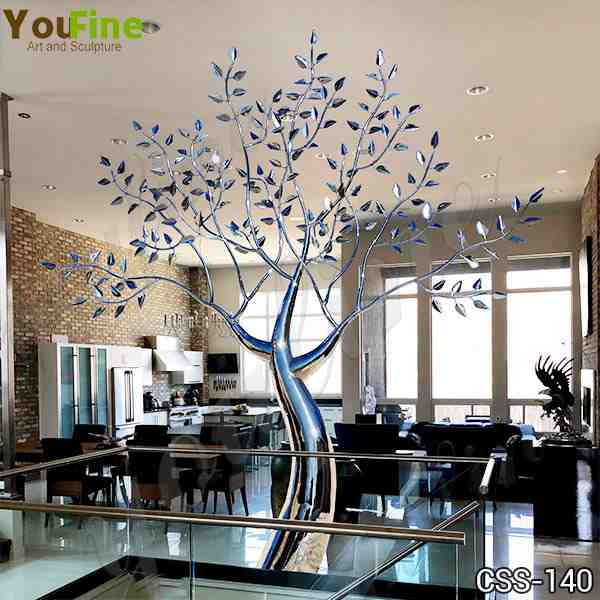 Abstract Standing Tree Stainless Steel Sculpture Design with Competitive Price CSS-140