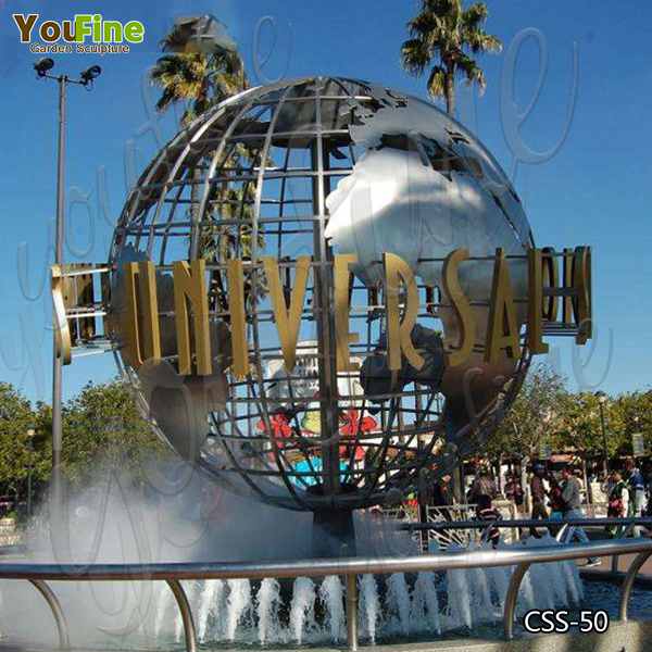 High-polished Large Size Stainless Steel Globe Outdoor Sculpture Manufacturer CSS-50
