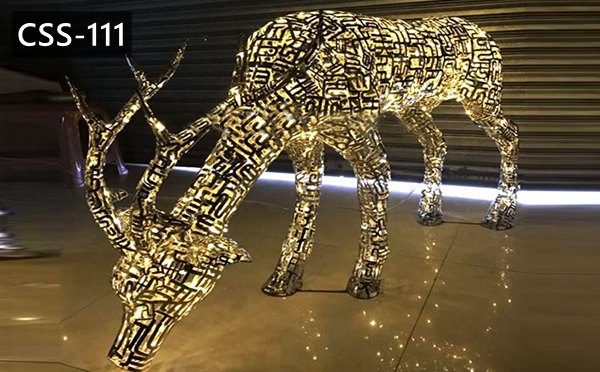 Outdoor Art Crafts Abstract Stainless Steel Deer Sculptures for Sale CSS-111