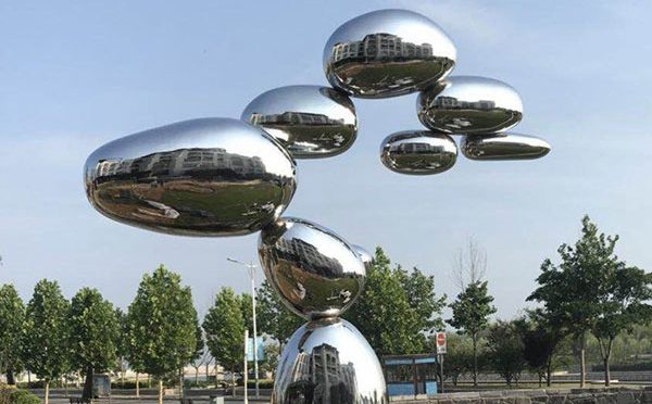 Modern Mirror Polishing Stainless Steel Pile Ball Sculpture for Sale CSS-186