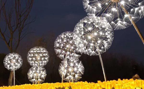 Shopping Mall Metal Dandelion Lighting Sculpture for Sale