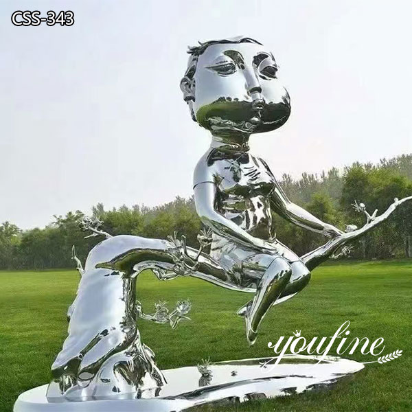 Modern Art Abstract Metal Woman Sculpture Cheongsam Woman Statue for Sale CSS-343