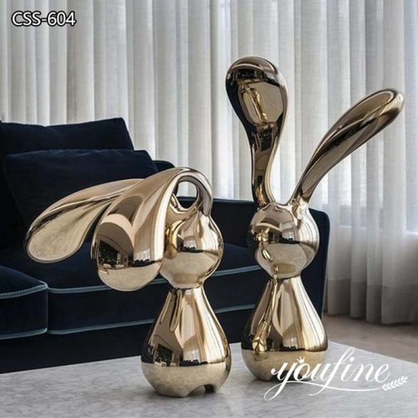 Stainless Steel Rabbit Sculpture Metal Animal Art Decor for Sale CSS-604