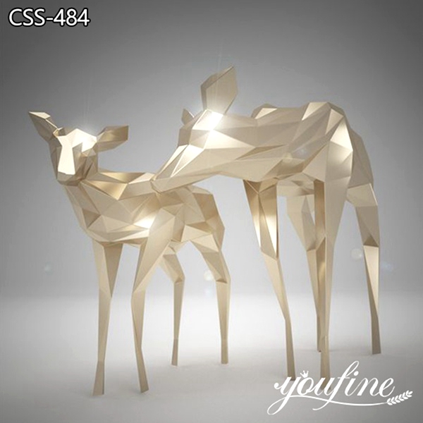 Stainless steel geometry deer sculpture