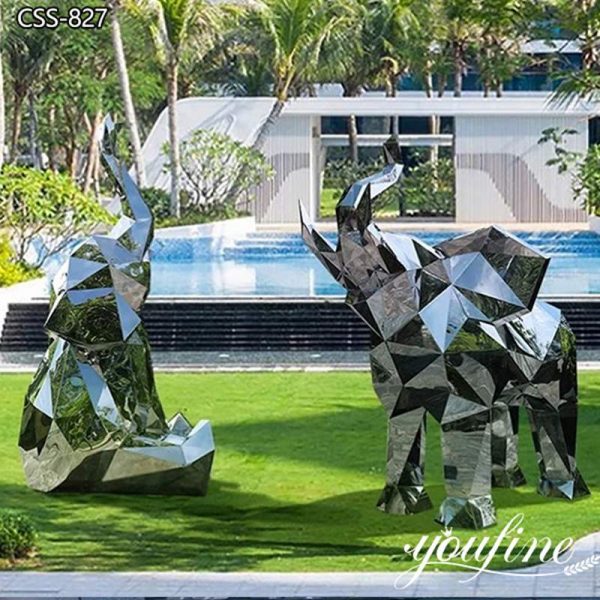 Abstract Stainless Steel Geometric Animal Statue Home Decor Wholesale CSS-827