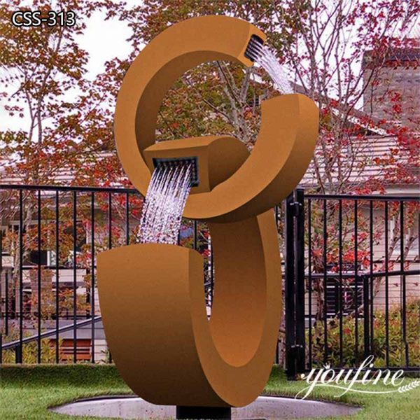 corten steel garden water fountain